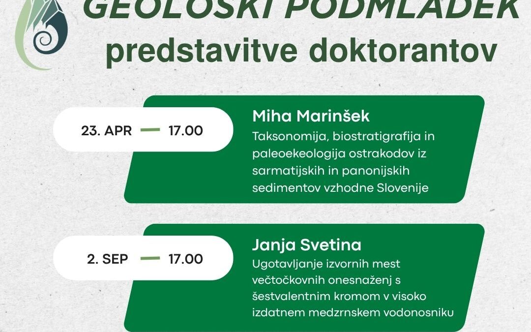Sklop spletnih predavanj Geološki podmladek – predstavitve doktorantov