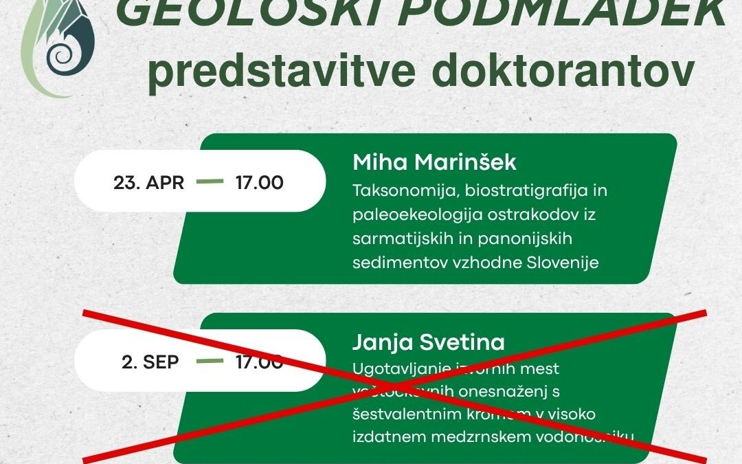 Sklop spletnih predavanj Geološki podmladek – predstavitve doktorantov