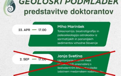 Sklop spletnih predavanj Geološki podmladek – predstavitve doktorantov